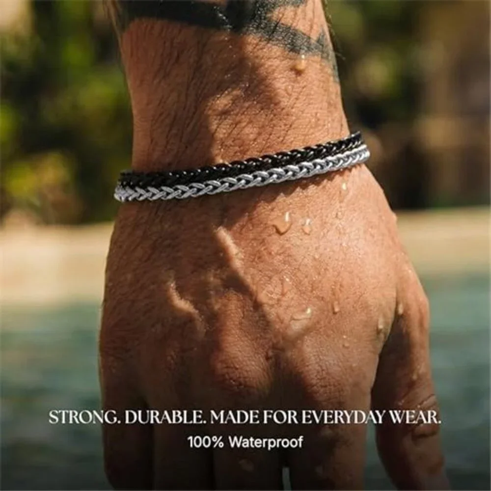 Rope Chain Stainless Steel Bracelet Non Tarnish 7In